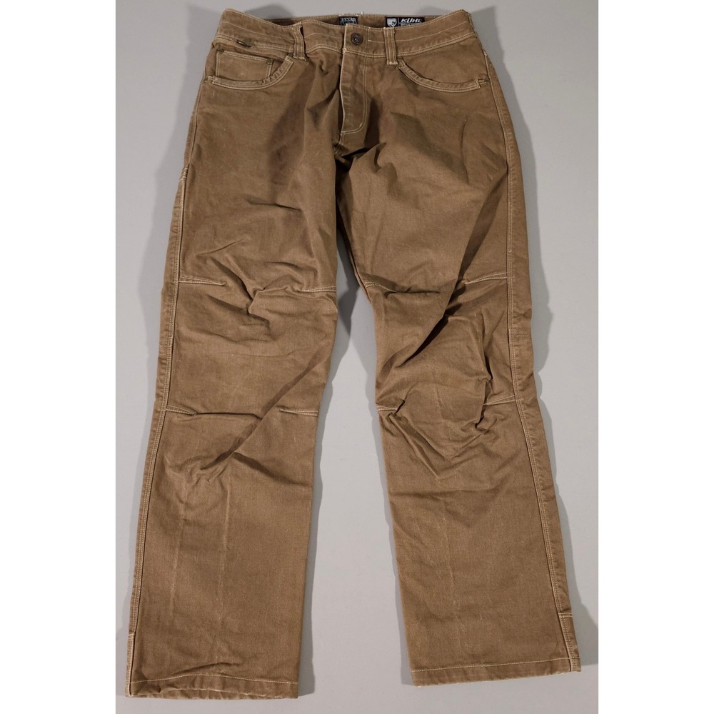 Kuhl Rydr Pants Mens 33x30 Brown Heavyweight Cotton Blend Articulated Knee